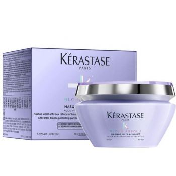 Masca Violet pentru Neutralizarea Tonurilor Galbene - Kerastase Blond Absolu Masque Ultra-Violet Anti-Brass Blonde Perfecting Purple Masque, 200ml de firma originala