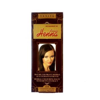 Balsam Colorant cu Extract de Henna Henna Sonia, Nr.114 Saten Auriu 75 ml