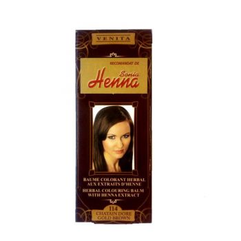 Balsam Colorant cu Extract de Henna Henna Sonia, Nr.114 Saten Auriu 75 ml Balsam Colorant cu Extract de Henna Henna Sonia, Nr.114 Saten Auriu 75 ml