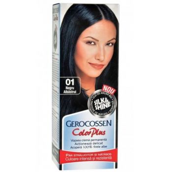 Vopsea de Par Silk&Shine Gerocossen Color Plus, nuanta 0.1 Negru Albastrui, 50 g ieftina