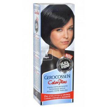 Vopsea de Par Silk&Shine Gerocossen Color Plus, nuanta 1 Negru, 50 g ieftina