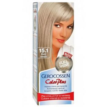 Vopsea de Par Silk&Shine Gerocossen Color Plus, nuanta 15.1 Blond Cenusiu, 50 g