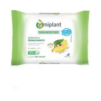 Skin Moisture Servetele Demachiante Ten Normal si Mixt Elmiplant, 25buc la reducere