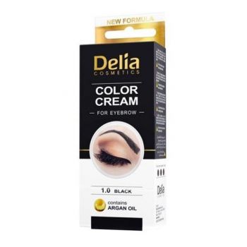 Vopsea pentru Sprancene cu Ulei de Argan Delia Cosmetics, nuanta 1.0 Negru, 15ml ieftina