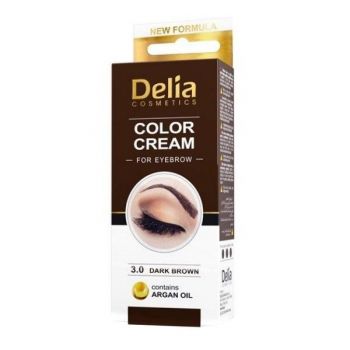 Vopsea pentru Sprancene cu Ulei de Argan Delia Cosmetics, nuanta 3.0 Maro Inchis, 15ml ieftina