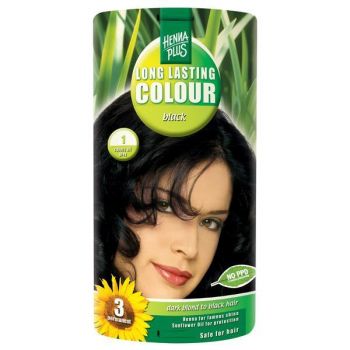 Vopsea par, Long Lasting Colour, 1 Black, Hennaplus de firma originala