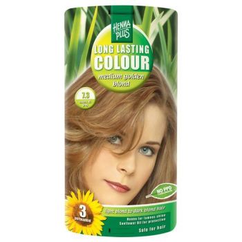 Vopsea par, Long Lasting Colour, 7.3 Medium Golden Blond, Hennaplus de firma originala