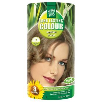 Vopsea par, Long Lasting Colour, 7 Medium Blond, Hennaplus de firma originala