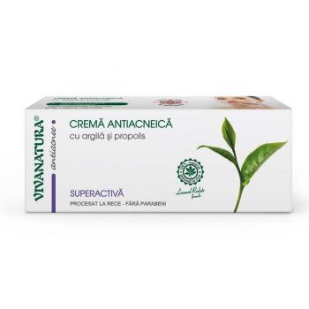Crema Antiacneica cu Argila si Propolis Vivanatura, 20 ml