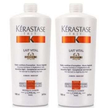 Pachet 2 x Balsam pentru Par Normal spre Uscat - Kerastase Nutritive Lait Vital Irisome Conditioner 1000 ml