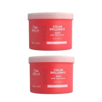 Pachet 2 x Masca pentru Par Vopsit cu Fir Subtire/ Normal - Wella Professionals Invigo Color Brilliance Fine/Normal, 500 ml