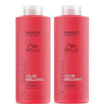 Pachet 2 x Sampon pentru Par Vopsit, Fin sau Normal - Wella Professionals Invigo Color Brilliance Color Protection Shampoo Fine/Normal Hair, 1000ml