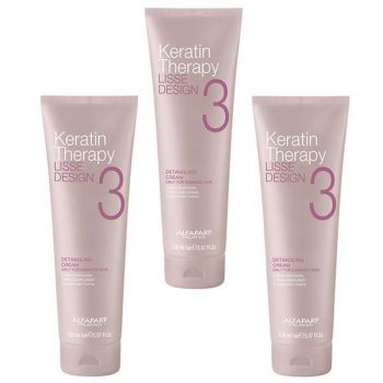 Pachet 3 x Crema pentru Descurcarea Parului - Alfaparf Milano Keratin Therapy Lisse Design Detangling Cream, 150ml de firma originala