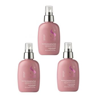 Pachet 3 x Fluid Tratament Hidratant de Descurcare pentru Par Uscat - Alfaparf Milano Semi Di Lino Moisture Nutritive Detangling Fluid, 125ml