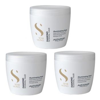 Pachet 3 x Masca de Stralucire pentru Par Normal - Alfaparf Milano Semi Di Lino Diamond Illuminating Mask, 500ml la reducere