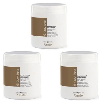 Pachet 3 x Masca pentru Par Cret si Ondulat - Fanola Curly Shine Curly and Wavy Hair Mask, 1000ml de firma originala