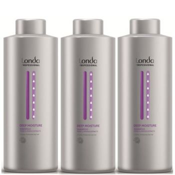 Pachet 3 x Sampon Intens Hidratant - Londa Professional Deep Moisture Shampoo 1000 ml