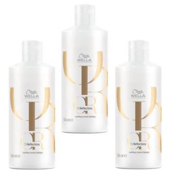 Pachet 3 x Sampon pentru Luminozitate - Wella Professionals Oil Reflections Luminous Reveal Shampoo, 500ml