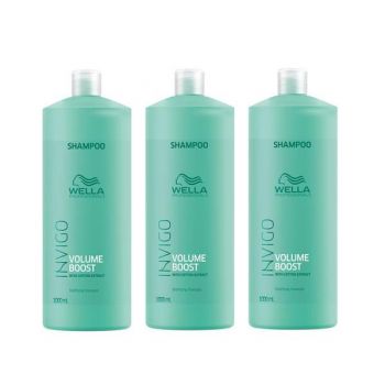 Pachet 3 x Sampon pentru Volum - Wella Professionals Invigo Volume Boost Bodifying Shampoo, 1000ml
