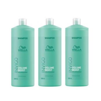 Pachet 3 x Sampon pentru Volum - Wella Professionals Invigo Volume Boost Bodifying Shampoo, 1000ml de firma original