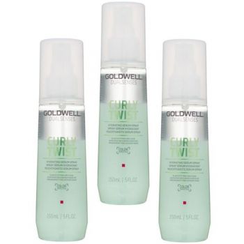 Pachet 3 x Ser Hidratant Spray pentru Par Cret sau Ondulat - Goldwell Dualsenses Curly Twist Hydrating Serum Spray, 150ml la reducere