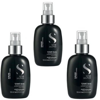 Pachet 3 x Spray pentru Stralucire - Alfaparf Milano Semi Di Lino Sublime Cristalli Spray Illuminating Finish, 125ml de firma original