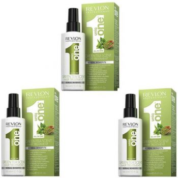 Pachet 3 x Tratament Pentru Par - Revlon Professional Uniq One Green Tea Scent Hair Treatment, 150 ml de firma original