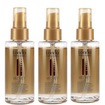 Pachet 3 x Ulei de Argan pentru Par - Londa Professional Velvet Oil Lightweight Oil 100 ml ieftin