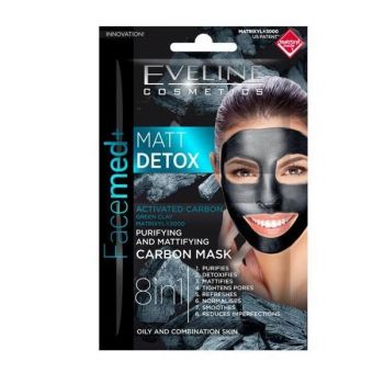 Masca de fata, Eveline Cosmetics, Facemed+, Matt Detox, 8 in1, 10 ml ieftina