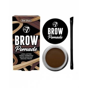 Kit cu Gel pentru Sprancene si Pensula dubla, W7 Brow Pomade, Dark Brown, 4.25 g