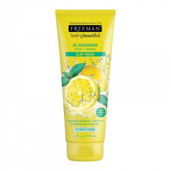 Masca pentru tenul gras FREEMAN Oil Absorbing Mint + Lemon Clay Mask, 175 ml