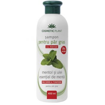 Sampon pentru Par Gras cu Mentol si Ulei Esential de Menta Cosmetic Plant, 400 ml