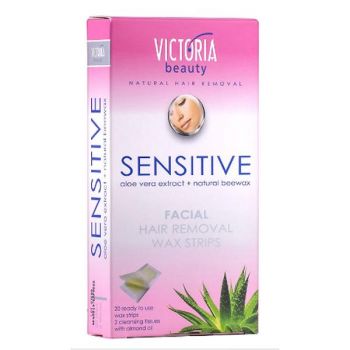 Benzi Depilatoare pentru Fata Ceara Rece cu Aloe Vera - Victoria Beauty Sensitive, 20 buc de firma original