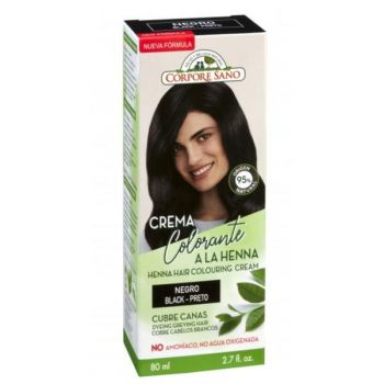 Vopsea Henna Crema Semipermanenta - Corpore Sano Henna Hair Colouring Cream, nuanta Negru, 80 ml