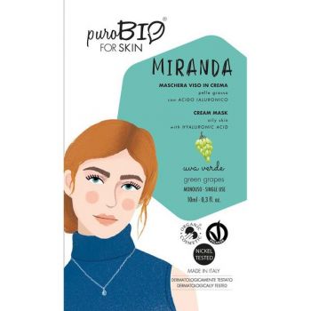 Masca Crema Tratament cu Struguri Verzi pentru Ten Gras Miranda PuroBio Cosmetics, 10ml la reducere