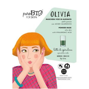 Masca Peel-Off cu Spirulina pentru Ten Gras Olivia PuroBio Cosmetics, 13g