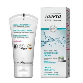 Crema Hidratanta pentru Tenul Normal si Mixt cu Aloe Vela si Jojoba Basis Sensitiv Lavera, 50ml Crema Hidratanta pentru Tenul Normal si Mixt cu Aloe Vela si Jojoba Basis Sensitiv Lavera, 50ml
