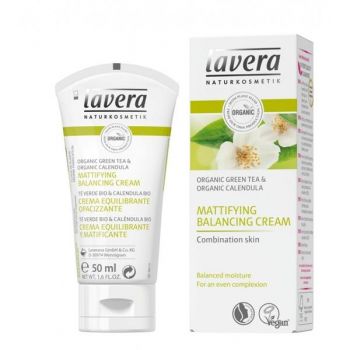 Crema Matifianta Echilibranta pentru Ten Mixt cu Ceai Verde si Galbenele Lavera, 50 ml