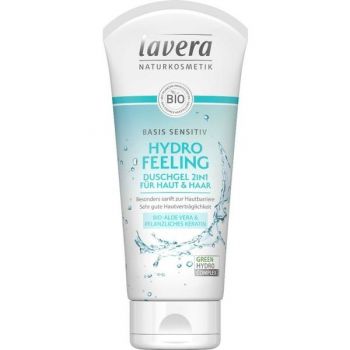 Gel de Dus si Sampon Hydro Feeling cu Aloe Vera si Cheratina Basis Sensitiv Lavera, 200ml