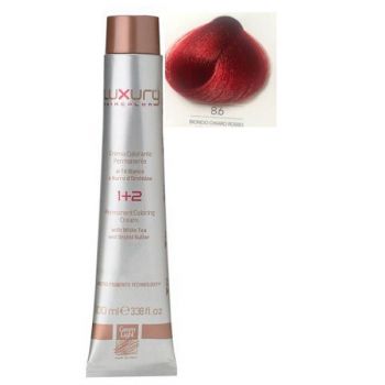 Vopsea Crema Permanenta Luxury Green Light, nuanta Biondo Chiaro Rosso 8.6, 100 ml ieftina