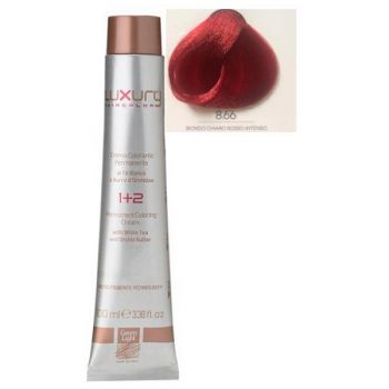 Vopsea Crema Permanenta Luxury Green Light, nuanta Biondo Chiaro Rosso Intenso 8.66, 100 ml ieftina