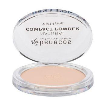 Pudra Compacta Matifianta Benecos, nuanta Porcelain, 9 g