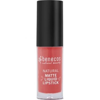 Ruj Lichid Mat Bio Benecos, nuanta Coral Kiss, 5 ml