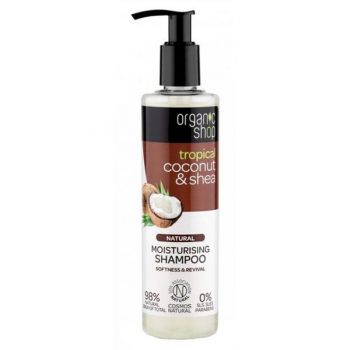 Sampon Bio Hidratant pentru Par Uscat Coconut & Shea Organic Shop, 280ml