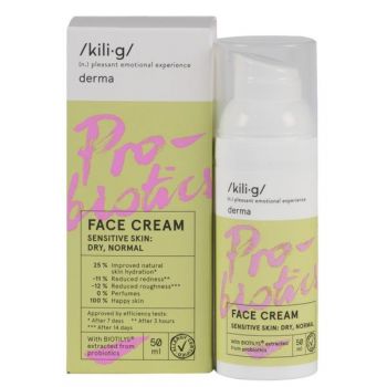 Crema de Fata cu Probiotice pentru Ten Sensibil, Uscat si Normal Kilig, 50ml Crema de Fata cu Probiotice pentru Ten Sensibil, Uscat si Normal Kilig, 50ml