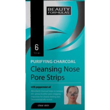 Benzi de curatare a porilor de pe nas cu carbune, 6 buc - Beauty Formulas