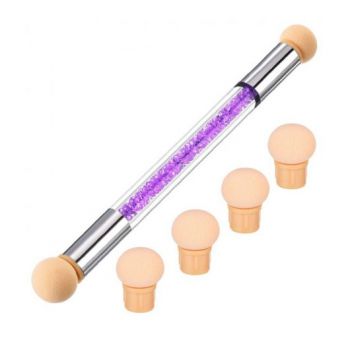 Pensula unghii cu burete pentru Ombre Baby Boomer + 4 rezerve, Nail Art Tool, Purple