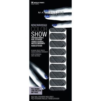 Stickere unghii Maybelline New York COLOR SHOW Fashion Prints, 06 Heavy Metal, 18 bucati