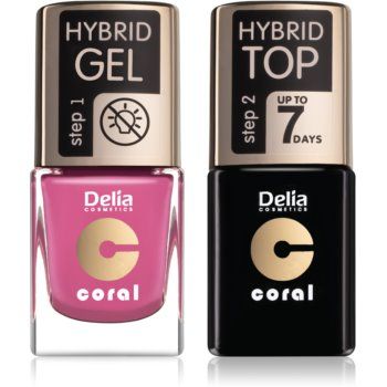 Delia Cosmetics Coral Nail Enamel Hybrid Gel set odstín 05 pentru femei