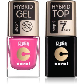 Delia Cosmetics Coral Nail Enamel Hybrid Gel set odstín 22 pentru femei